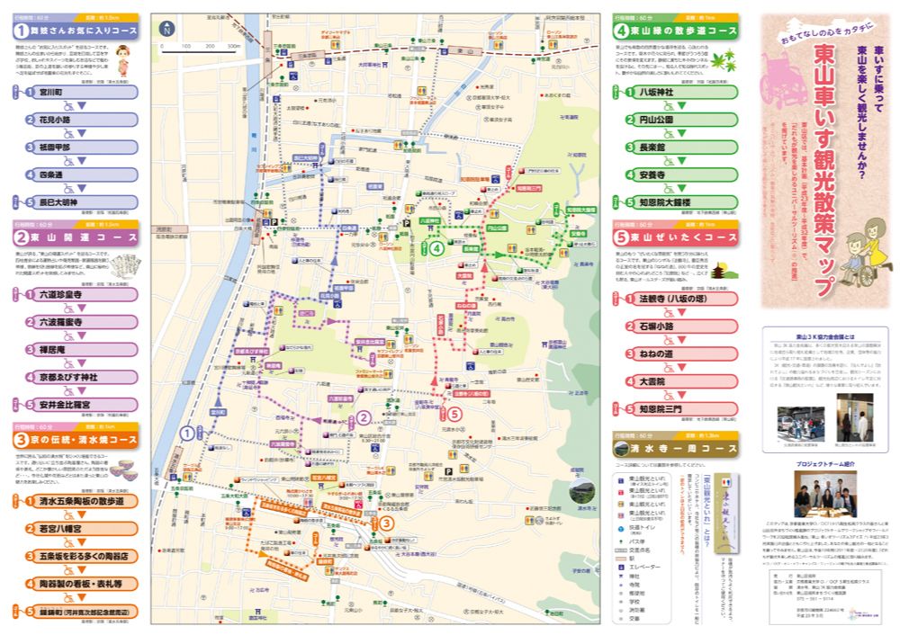 東山「観光・交通・環境」協力会議　車いす観光散策マップ